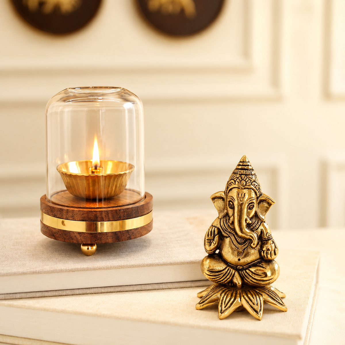 Divine Ganesha Akhand Diya Set