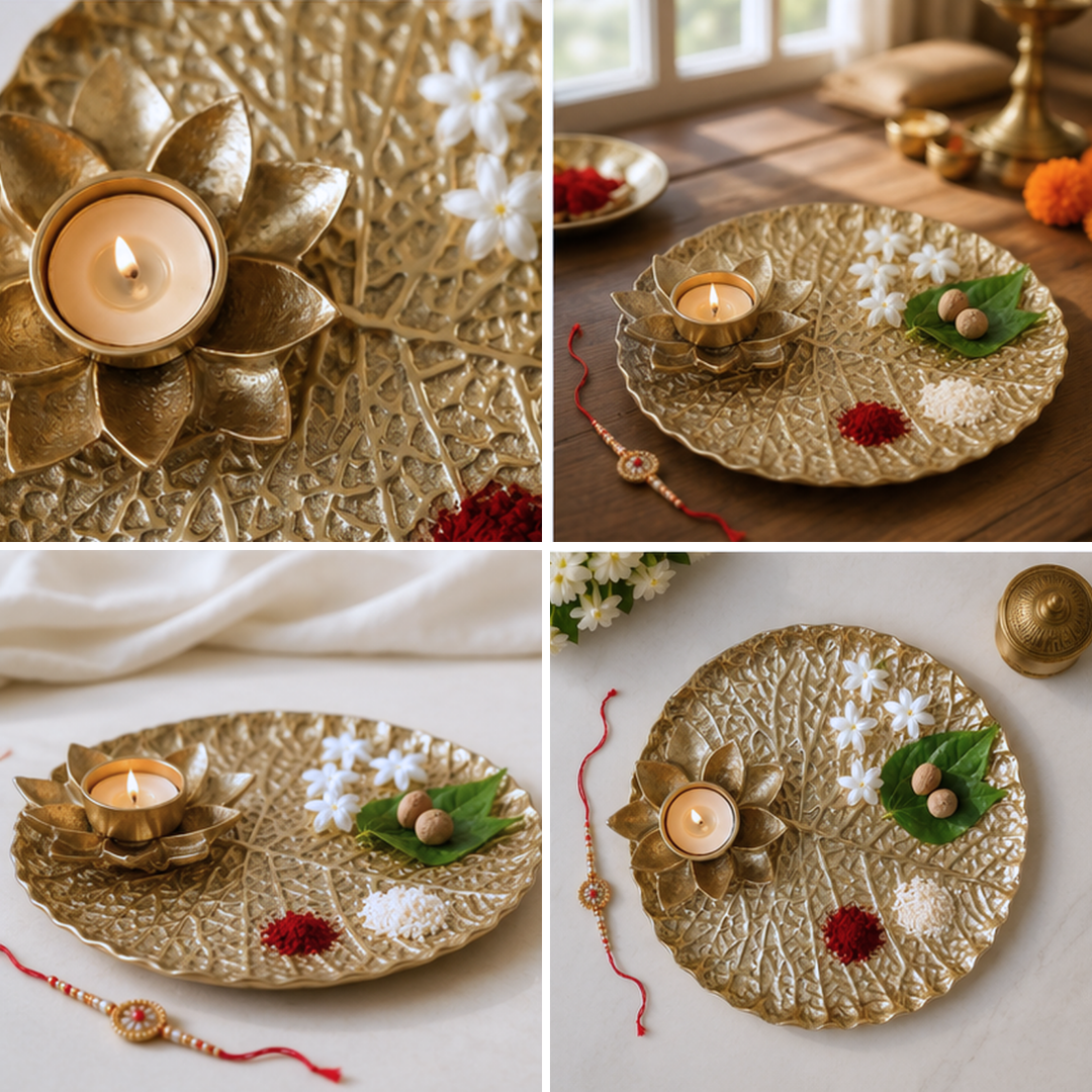 Lotus Leaf Metal Thali