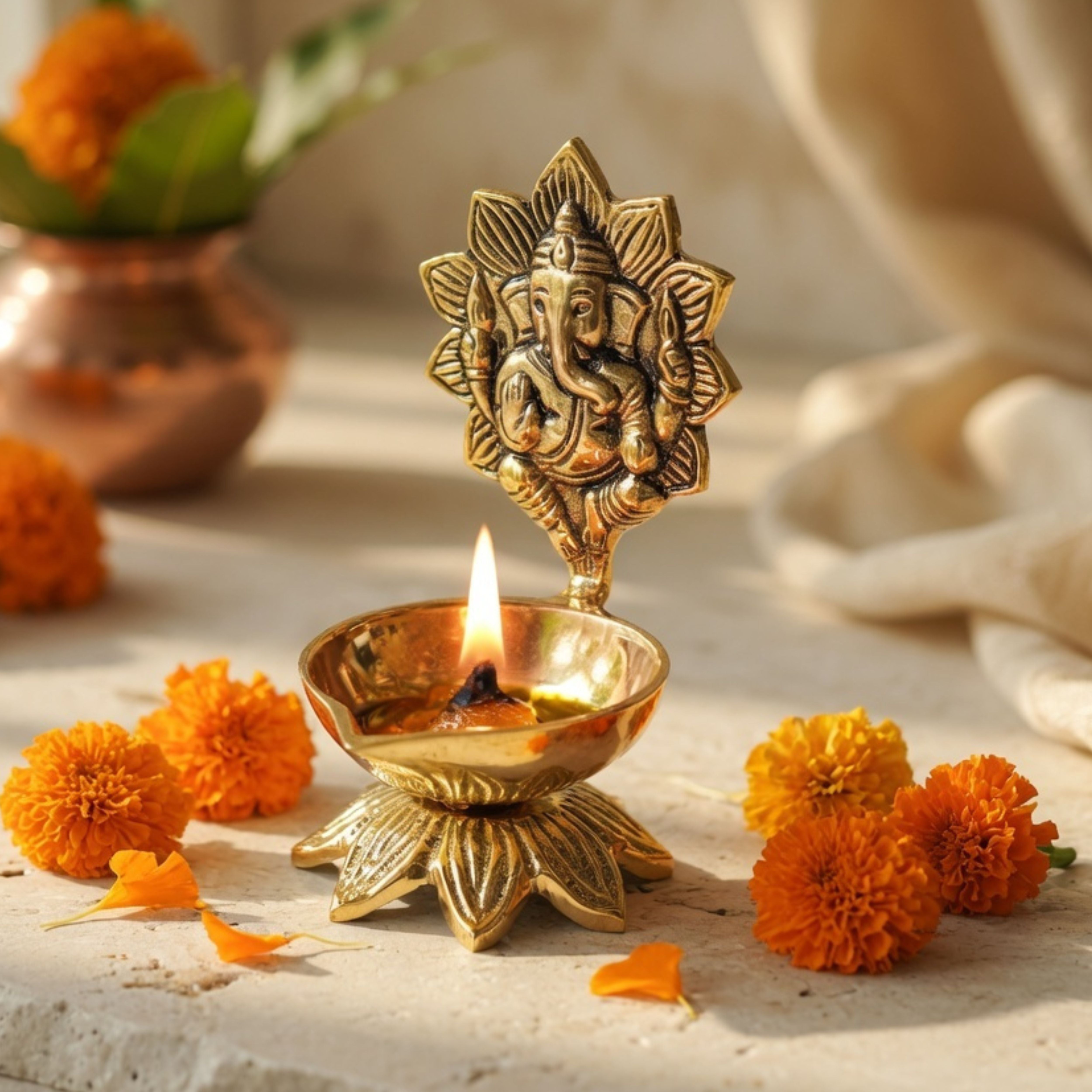Brass Ganesh Diya