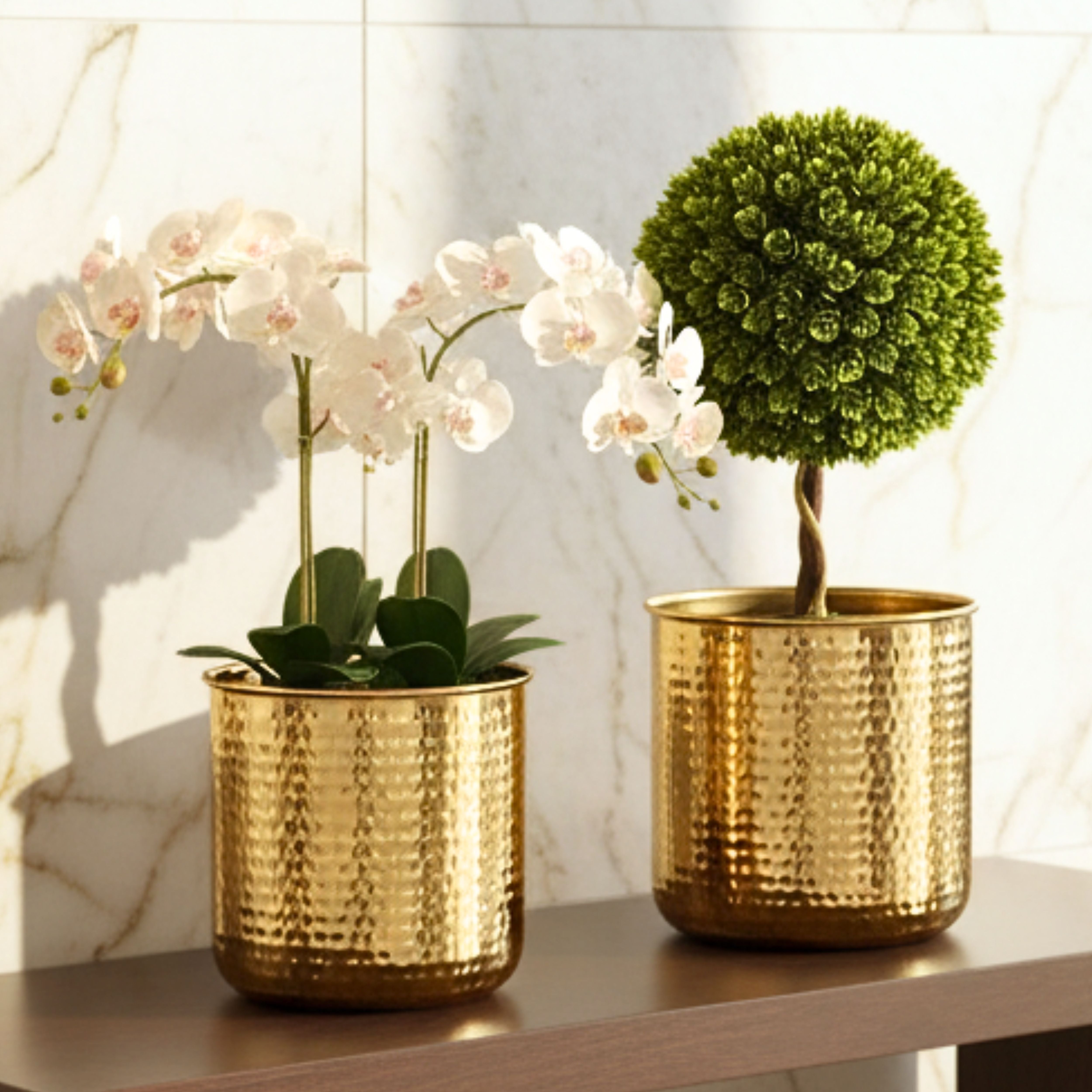 Hammered Metal Planter, Set (Pot Only)