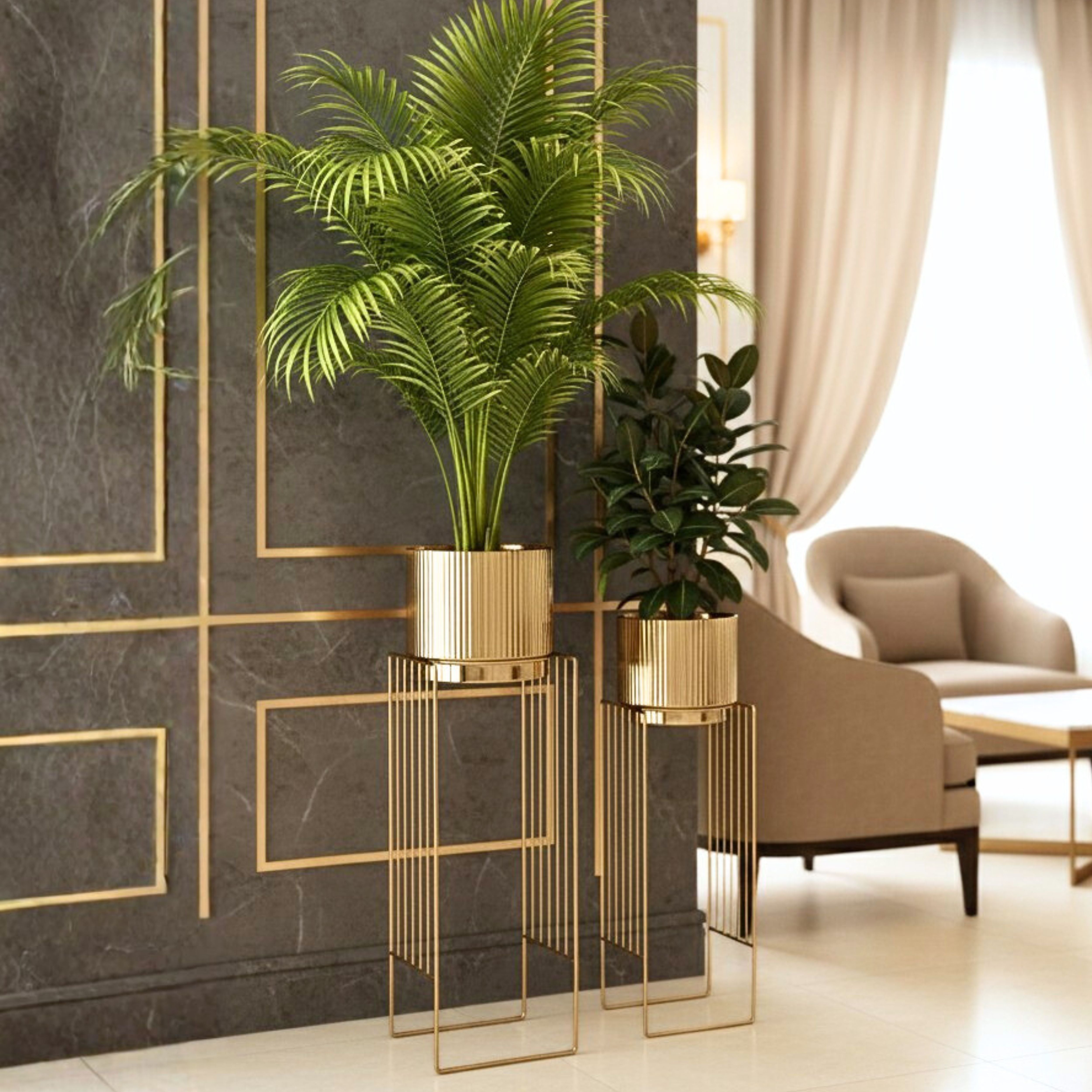 Tall stand fluted planter, set (Planter Only)