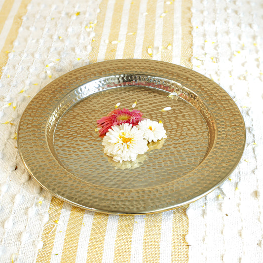 Metal Hammered Gold Platter, Large