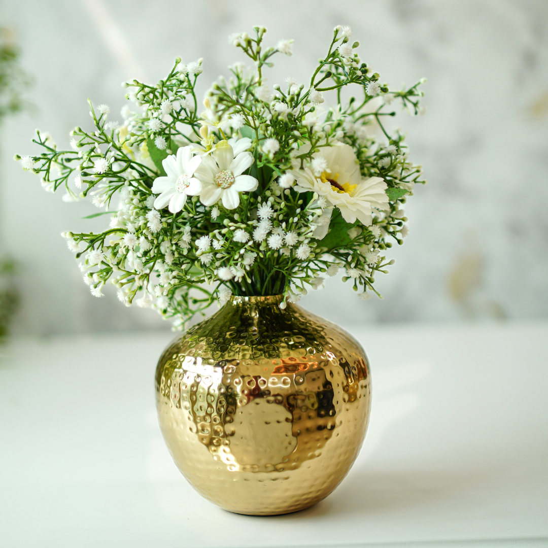 Hammered Metal Flower Vase | Gold - Behoma