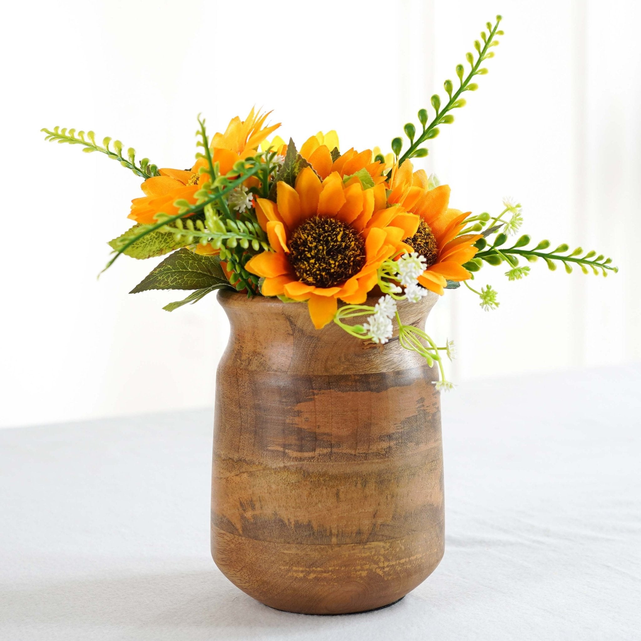 Barni Style Mango Wood Flower Vase, Natural Finish - 6.1''X 4.3'' - Behoma