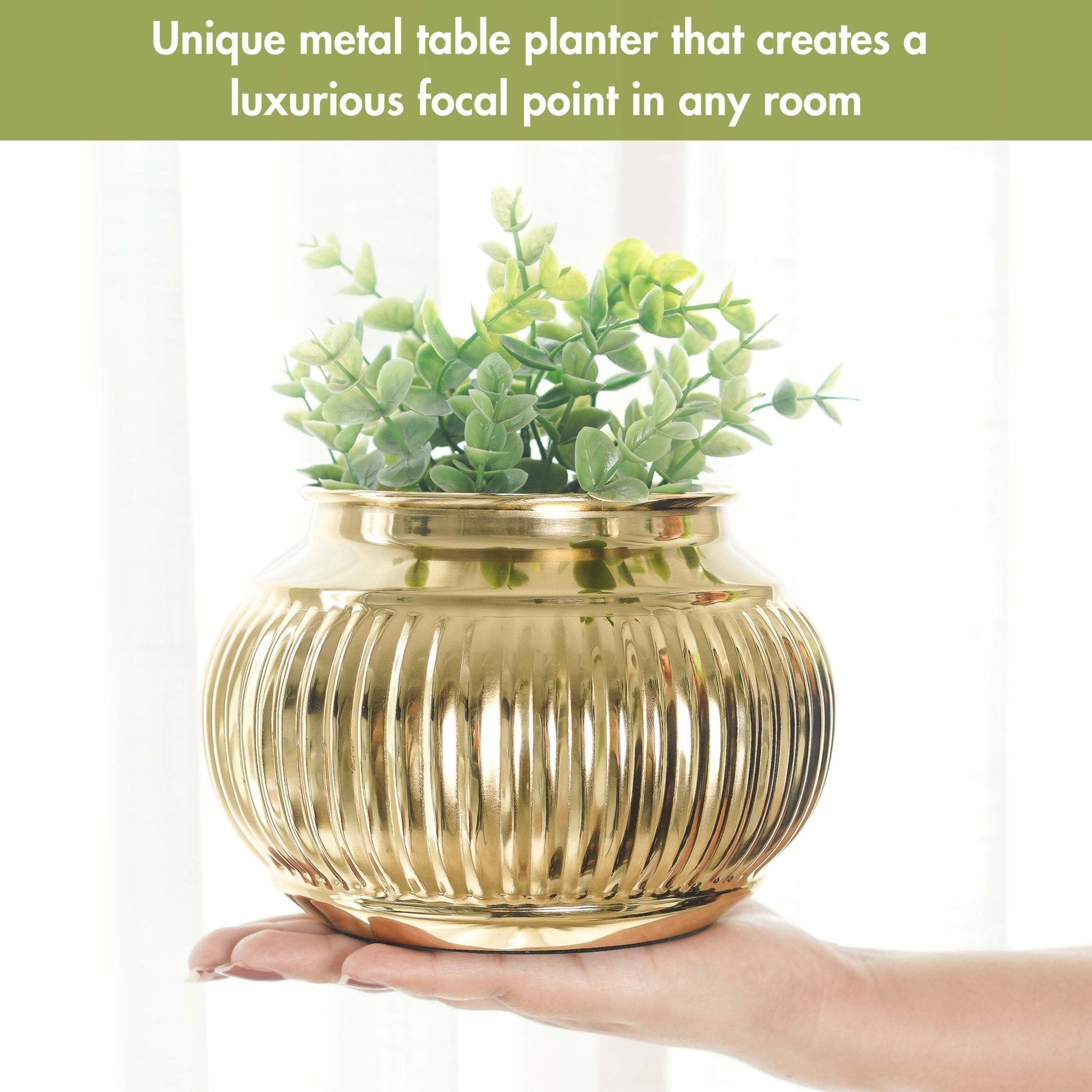 Gold metal indoor planter flower pot Behoma