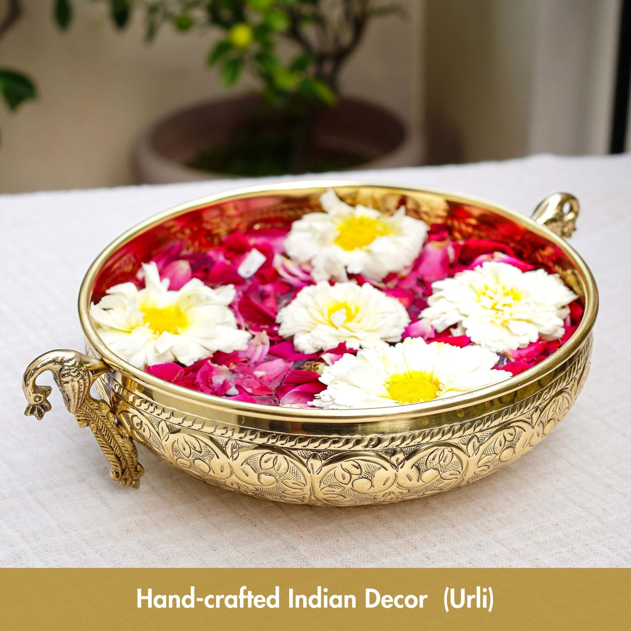 Brass Urli, Brass urli for pooja, Traditional urli bowl, Floating flower urli, Decorative urli bowl