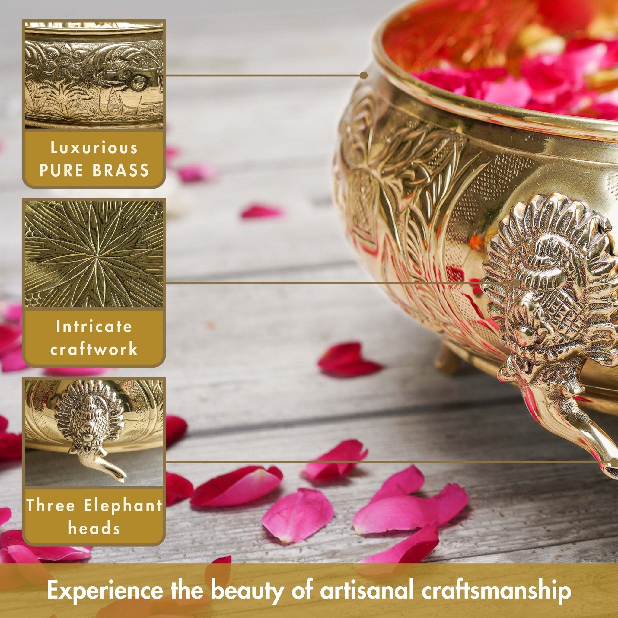 Brass Urli, Brass urli for pooja, Traditional urli bowl, Floating flower urli