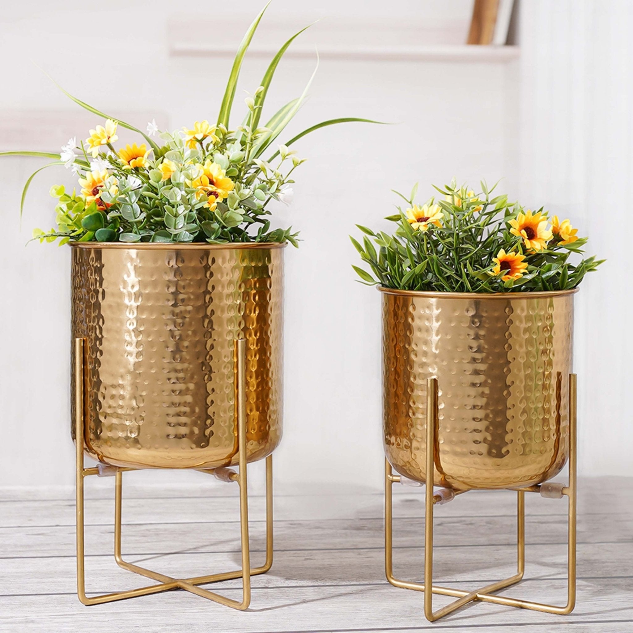 Golden Radiance Metal Planter Set - Behoma