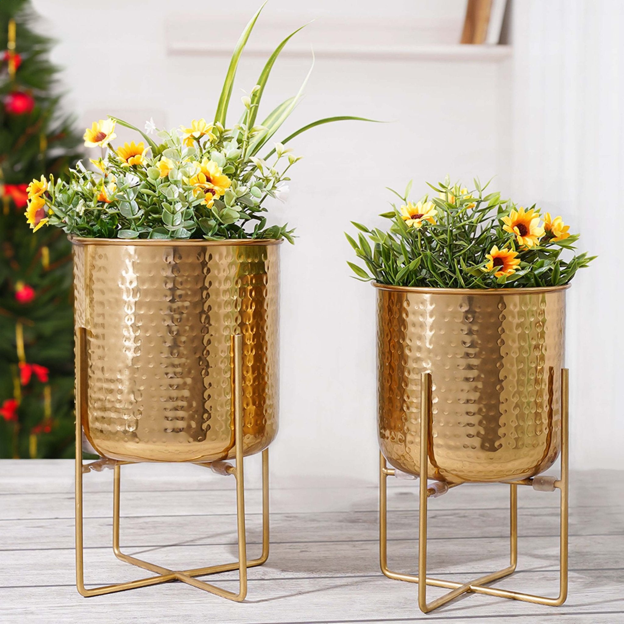 Golden Radiance Metal Planter Set - Behoma