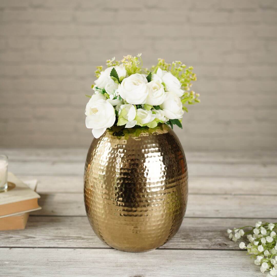 Metal flower vase, vase for home decor, golden vase