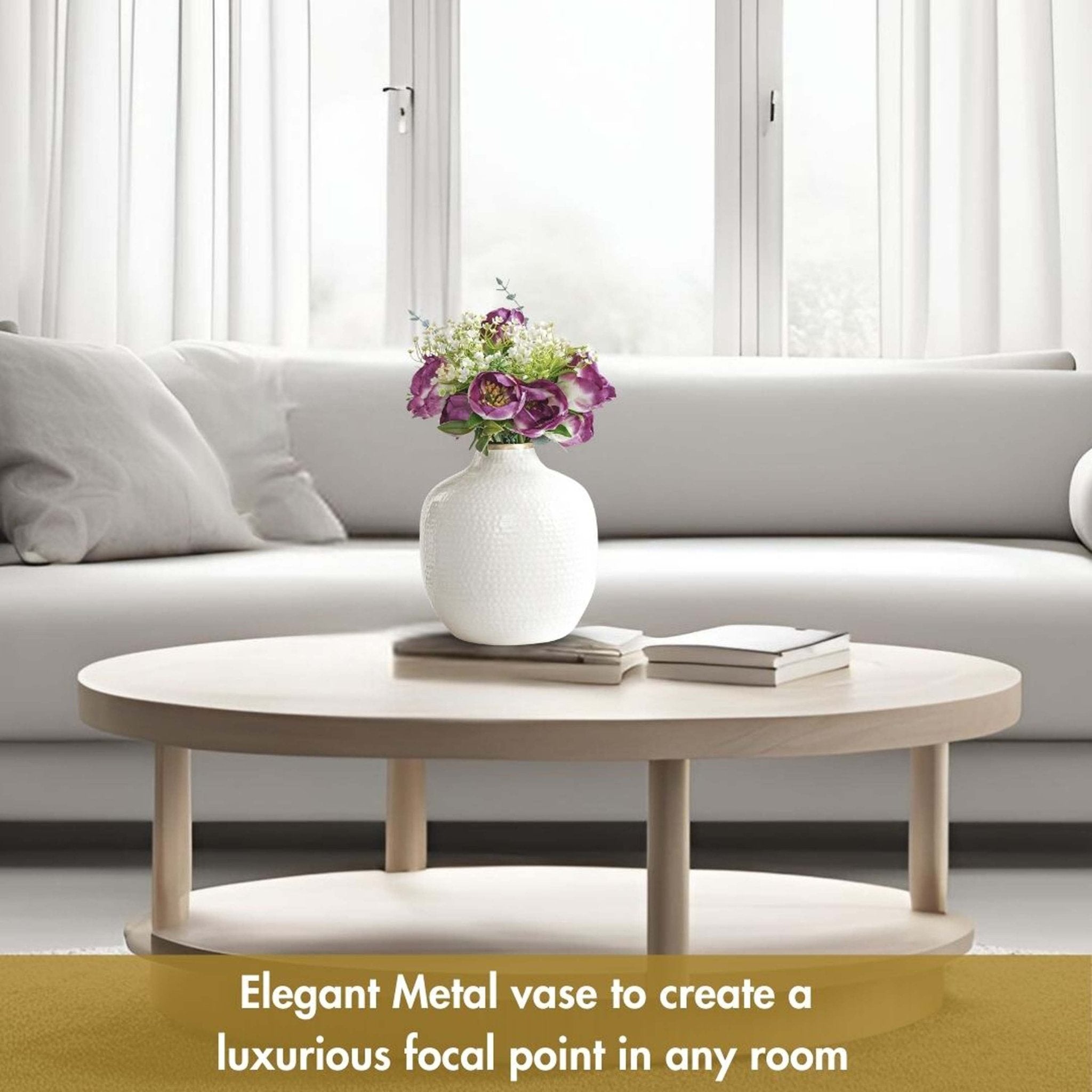 Metal Flower Vase - White - Behoma