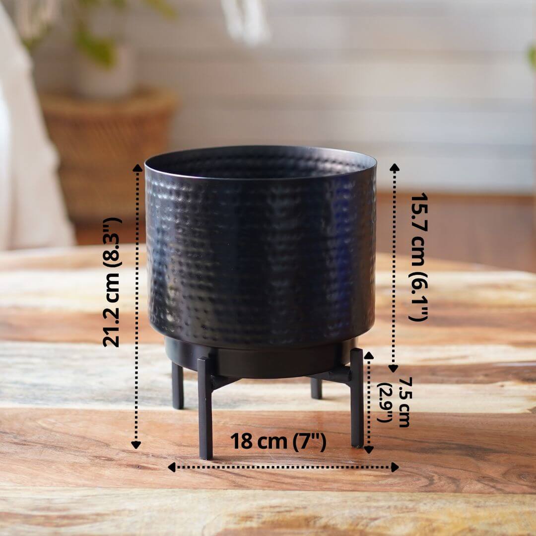 Hammered Indoor Planter - Matt black, 8.3'' - Behoma