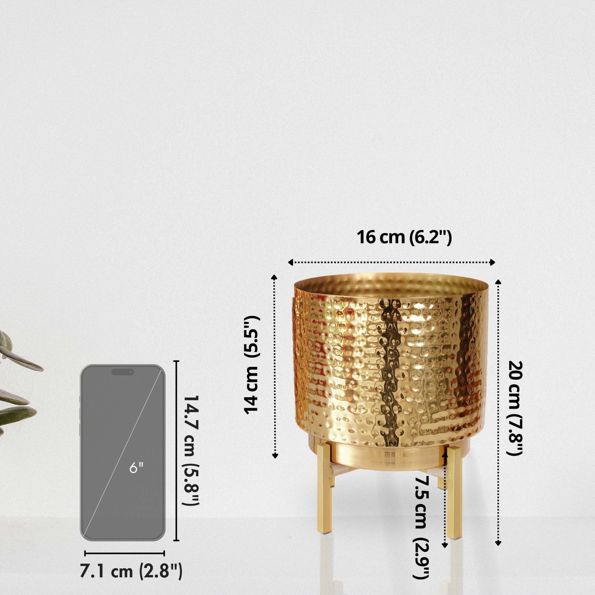 Hammered Metal Planter, Small - Behoma