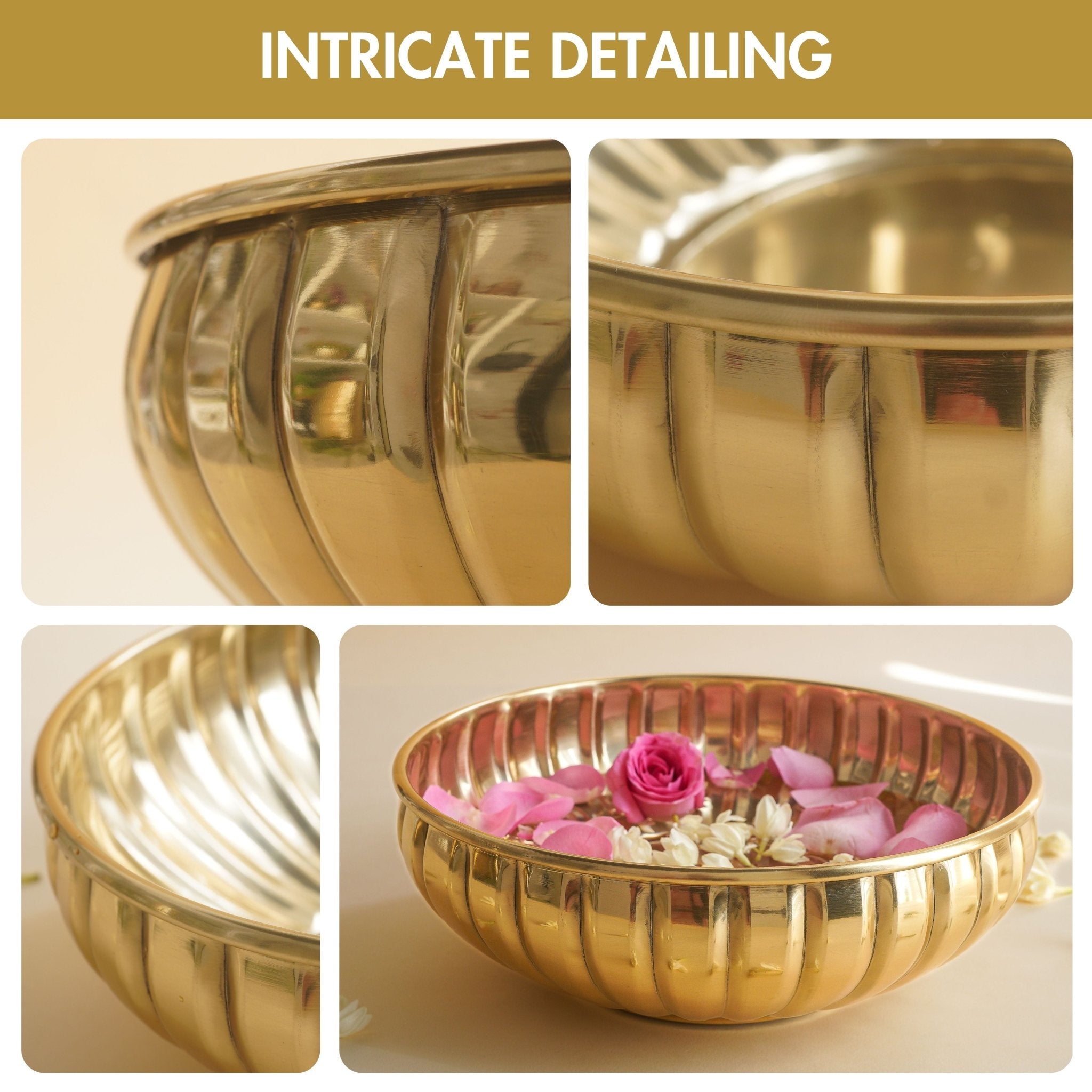 Metal Urli, Metal urli bowl, Traditional urli bowl, Floating flower urli, Decorative urli bowl