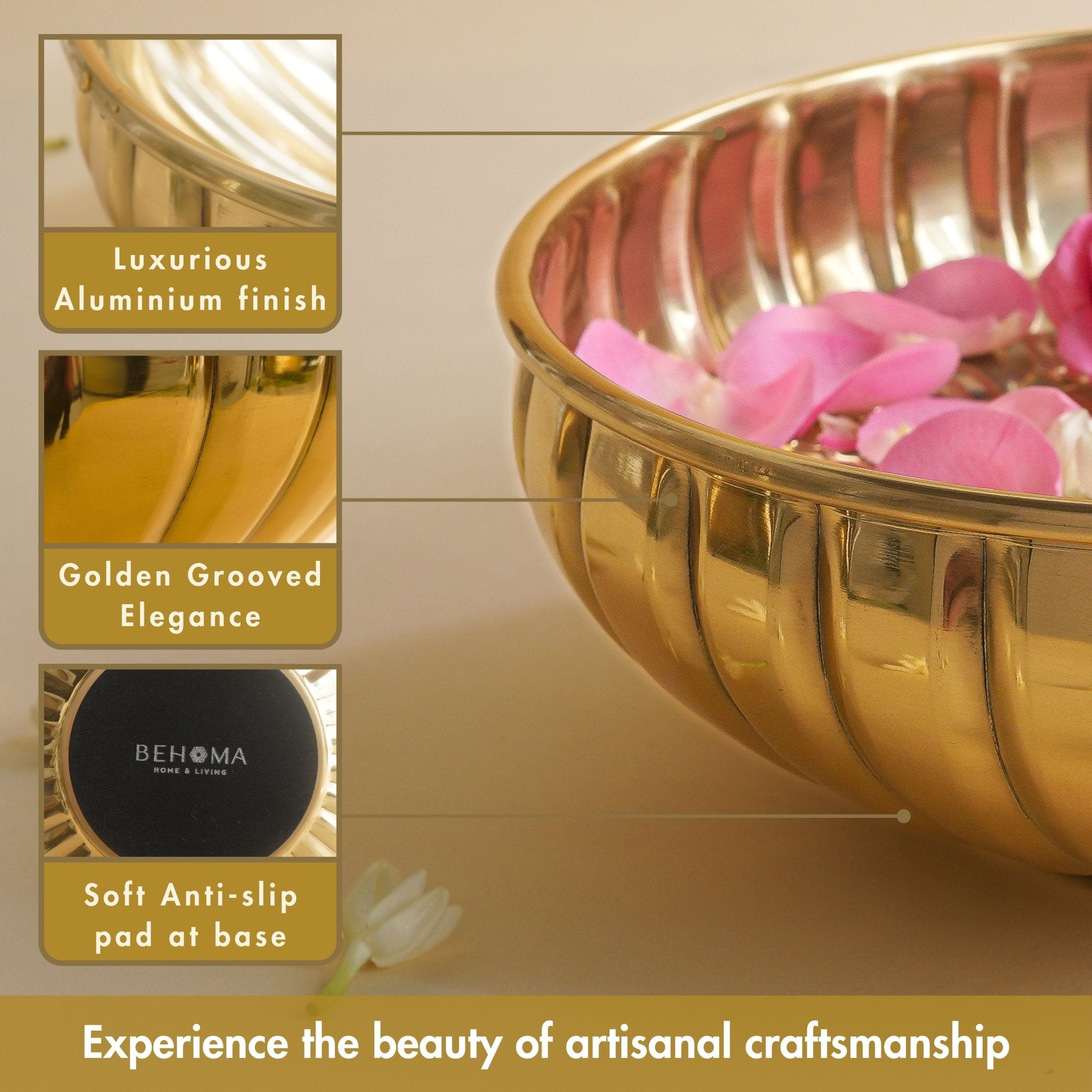 Metal Urli, Metal urli bowl, Traditional urli bowl, Floating flower urli, Decorative urli bowl