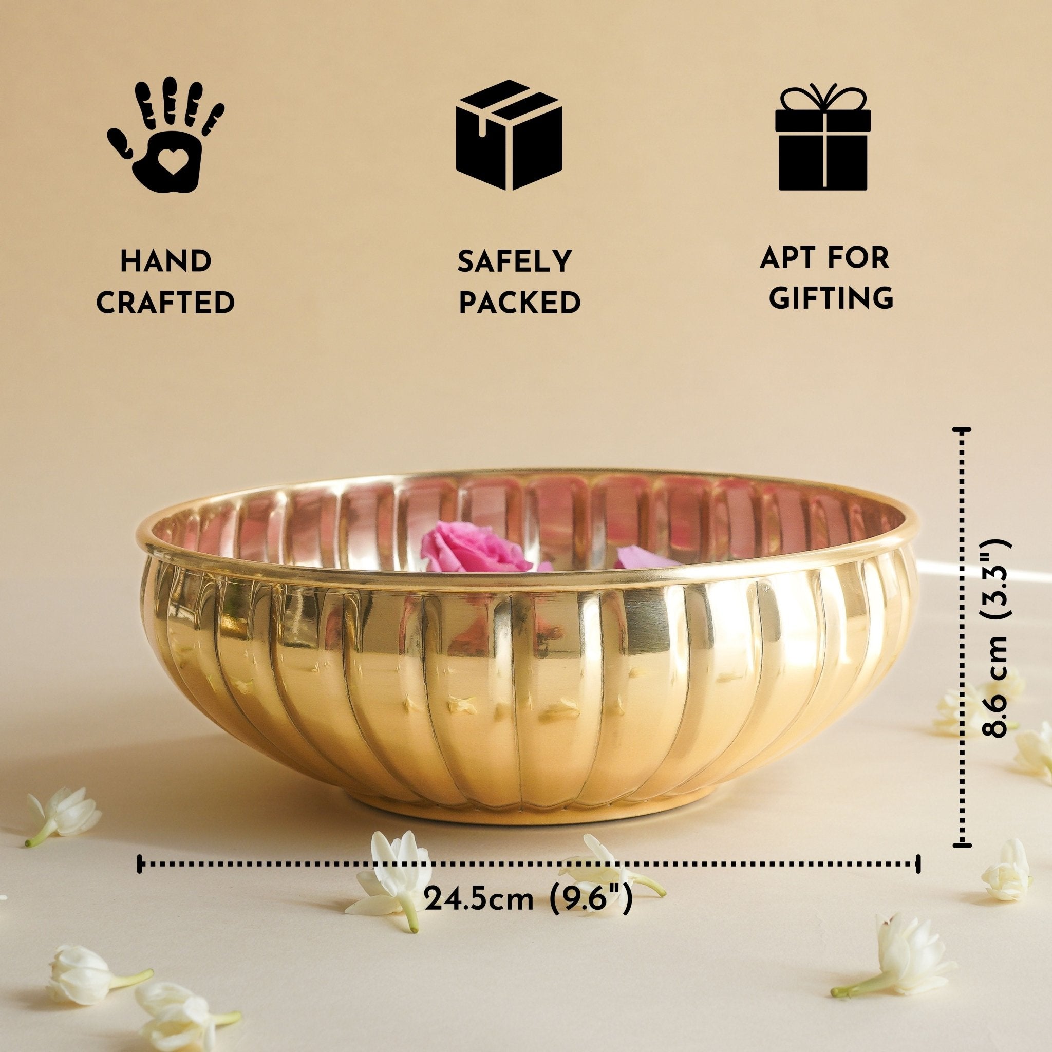 Metal Urli, Metal urli bowl, Traditional urli bowl, Floating flower urli, Decorative urli bowl