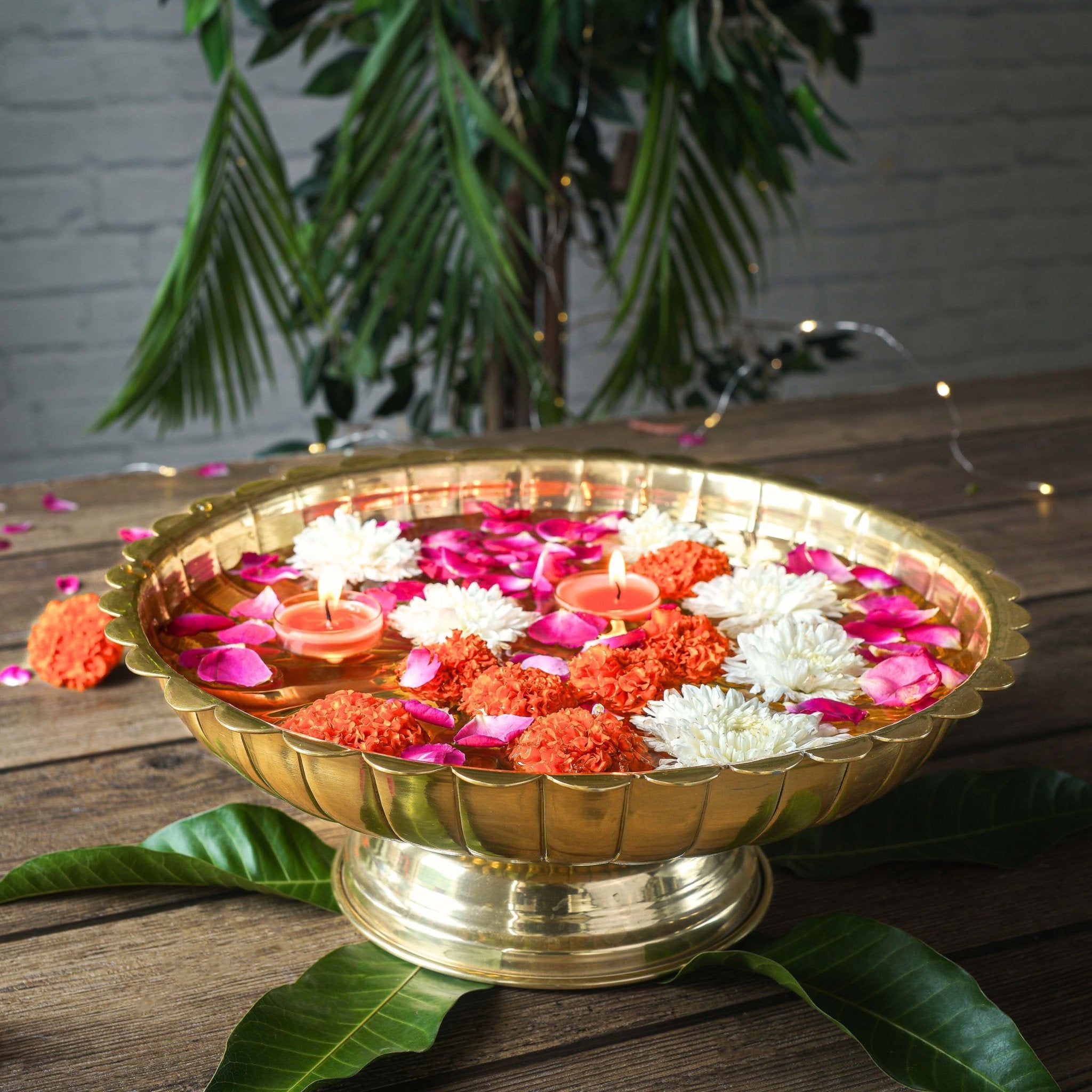 Metal Urli, Metal urli bowl, Traditional urli bowl, Floating flower urli