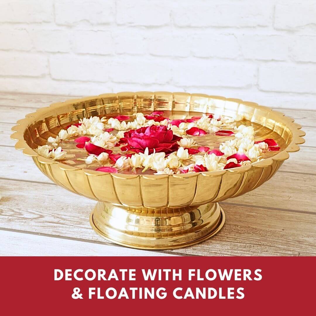 Metal Urli, Metal urli bowl, Traditional urli bowl, Floating flower urli
