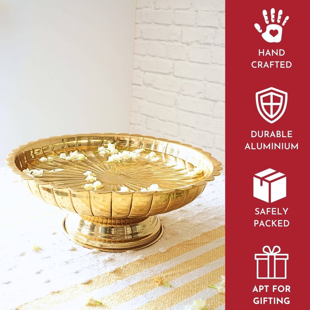 Metal Urli, Metal urli bowl, Traditional urli bowl, Floating flower urli