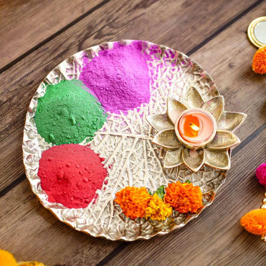 Lotus Leaf Metal Thali