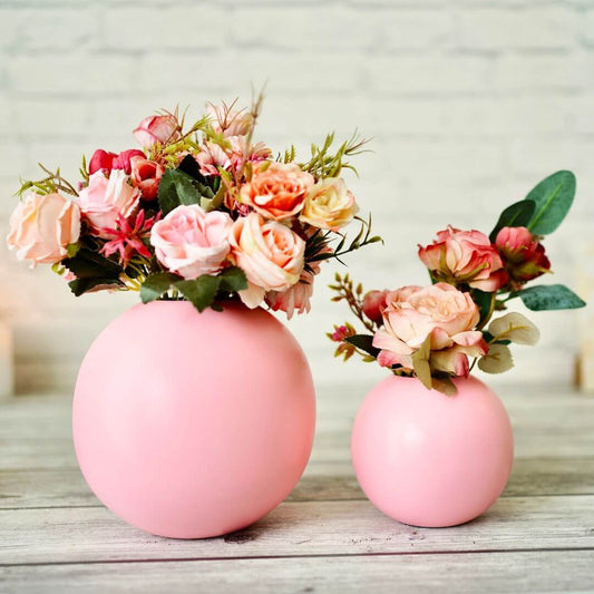 Metal Flower Vase Set of 2 | Pink - Behoma