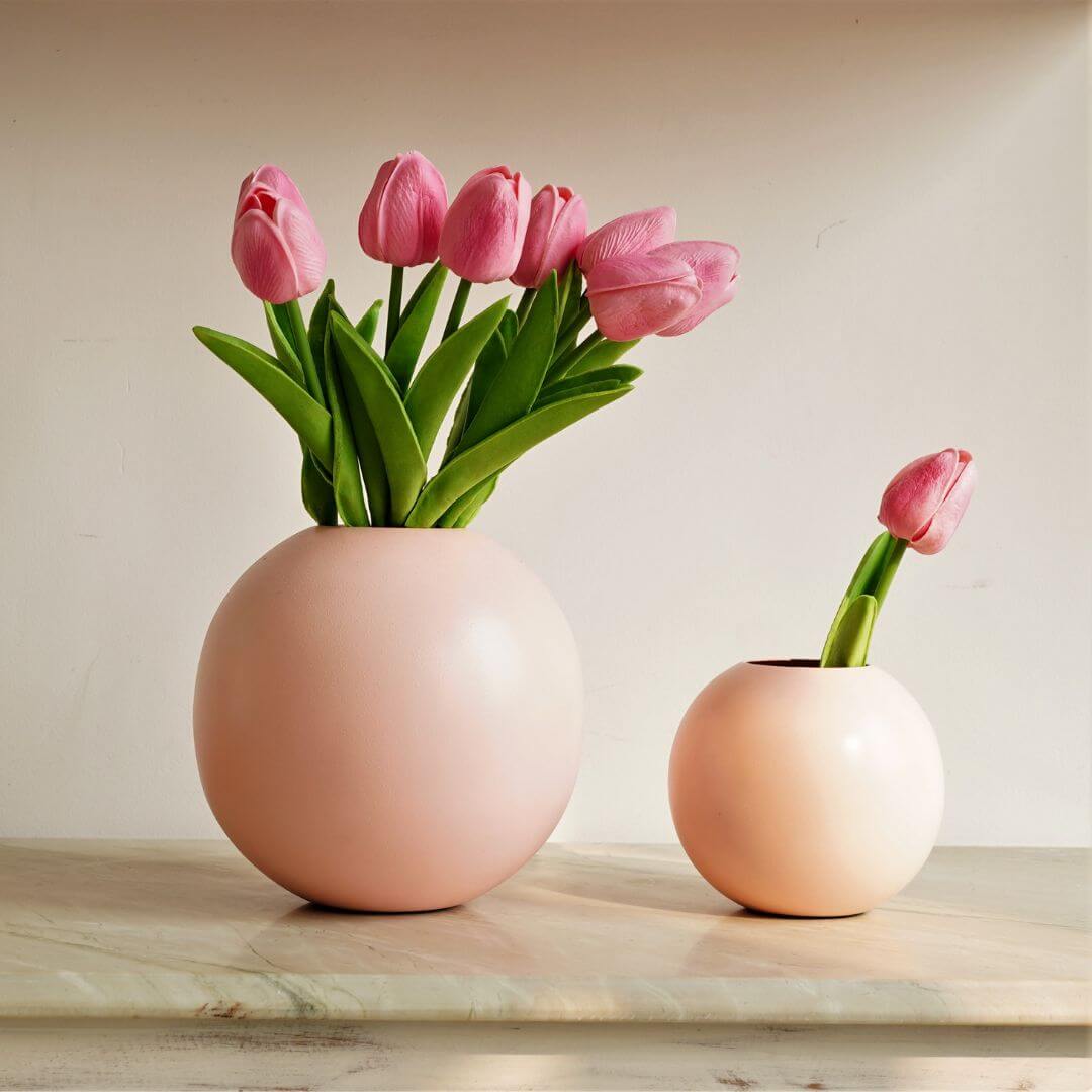 Metal Flower Vase Set of 2 | Pink - Behoma