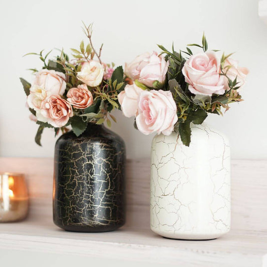 Metal Bottle Flower Vase Set, Crackled - Behoma