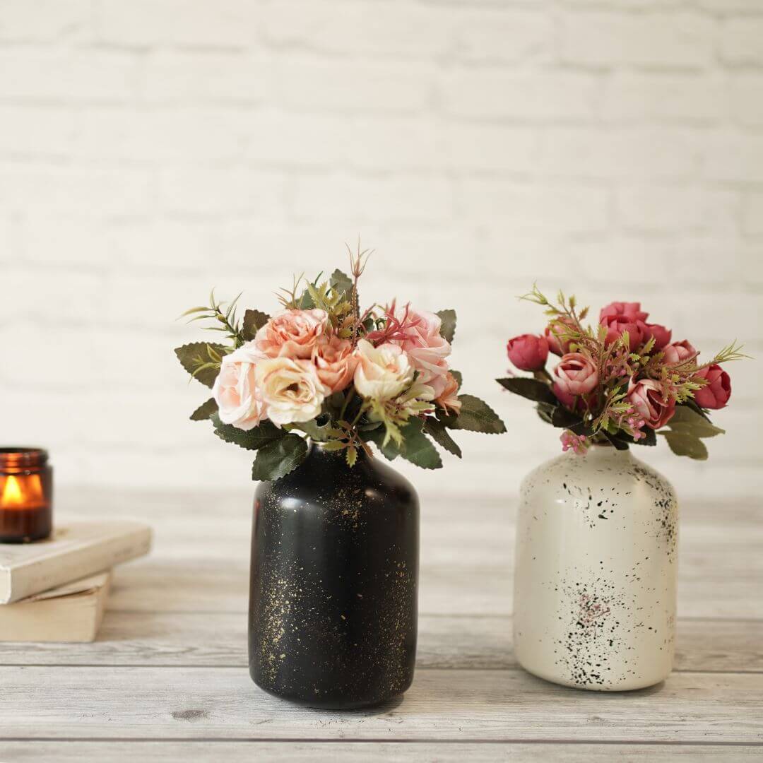 Metal Bottle Flower Vase Set, Spotted - Behoma