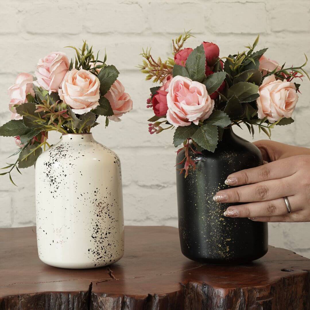 Metal Bottle Flower Vase Set, Spotted - Behoma