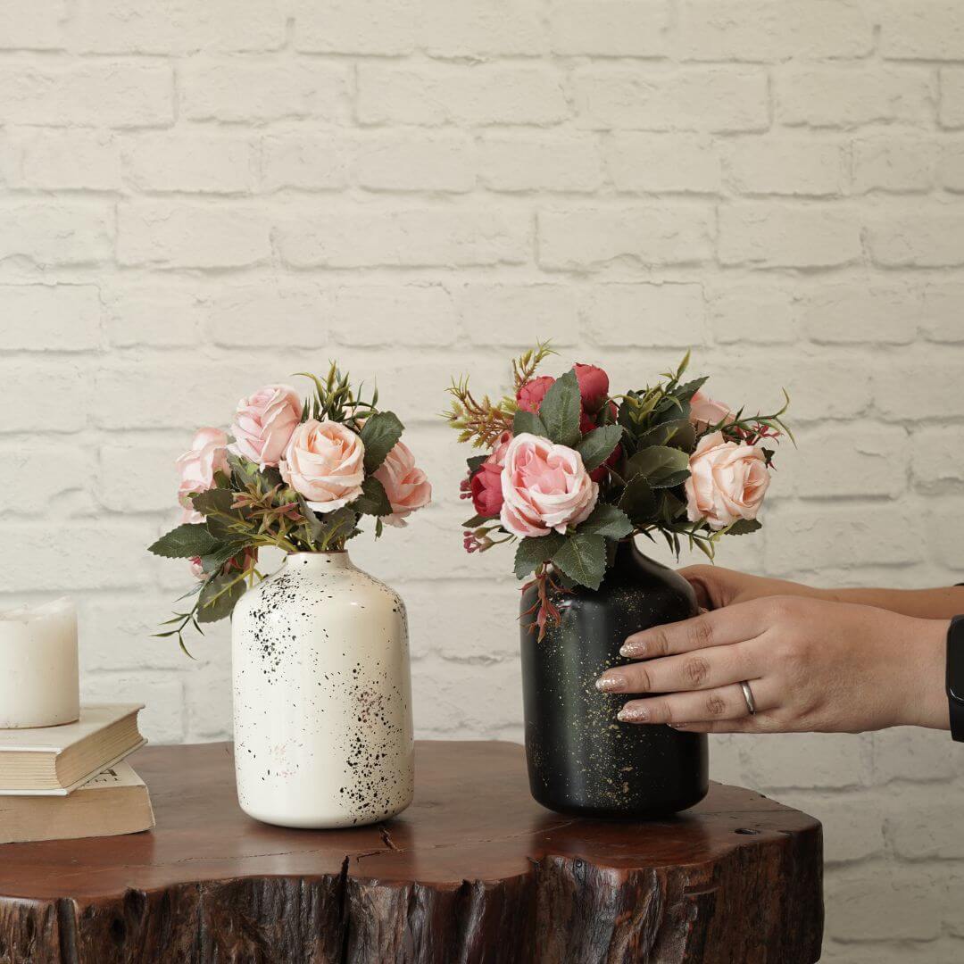 Metal Bottle Flower Vase Set, Spotted - Behoma