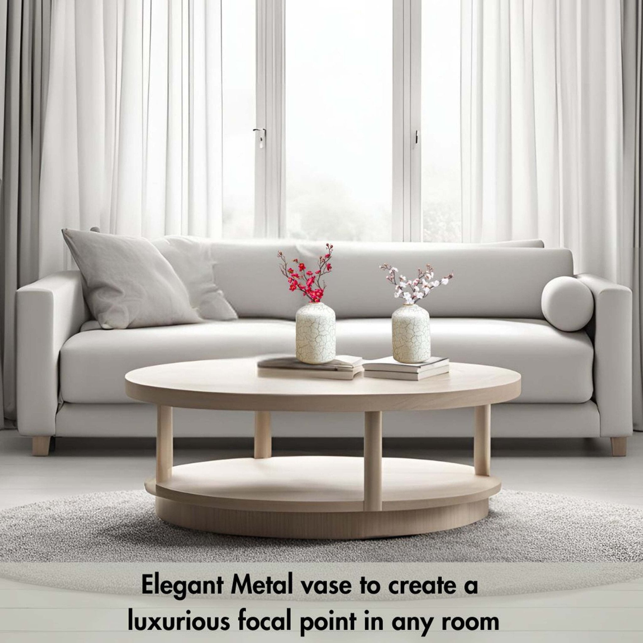 Metal Bottle Flower Vase, Off white - Behoma