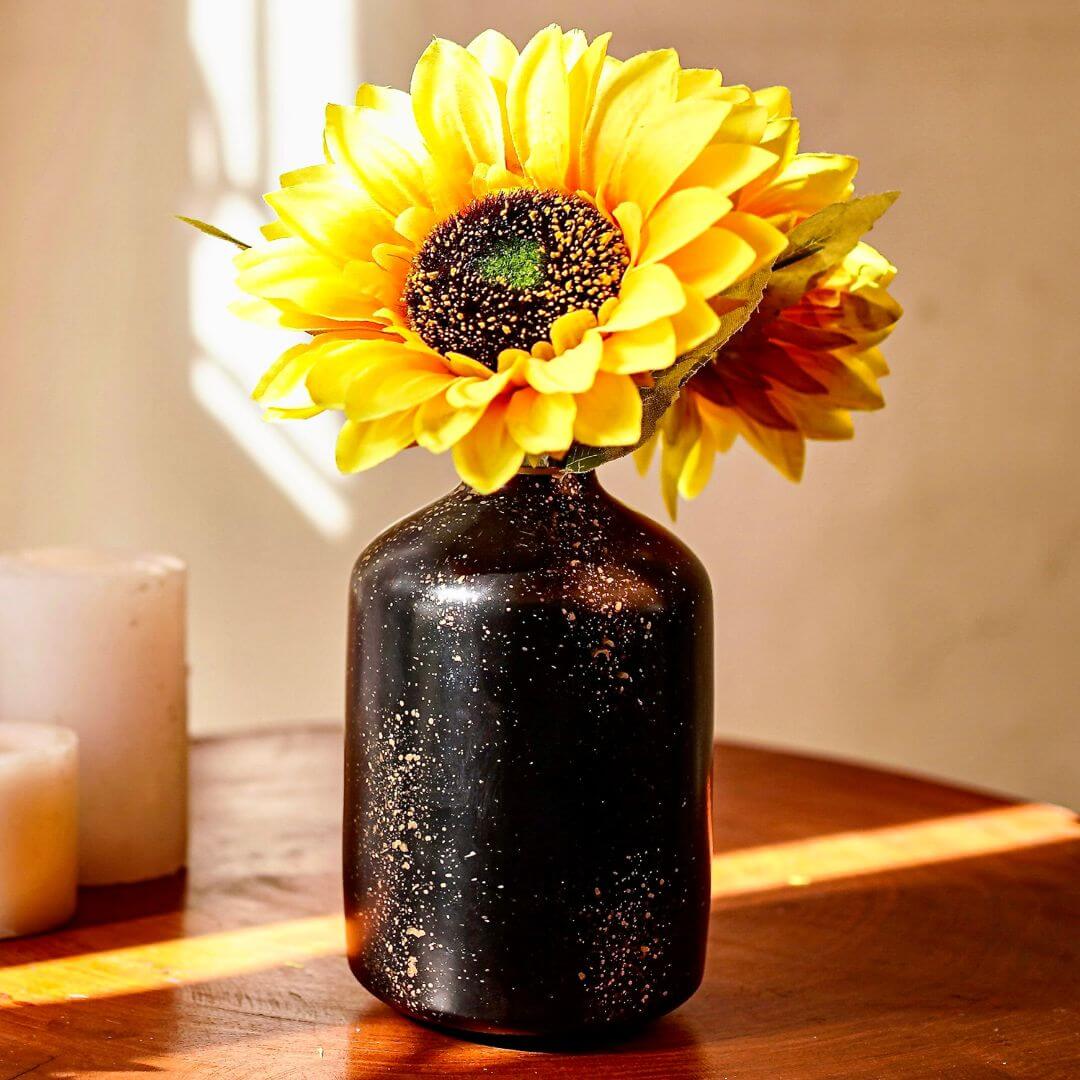 Metal Bud Bottle Flower Vase, Black - Behoma