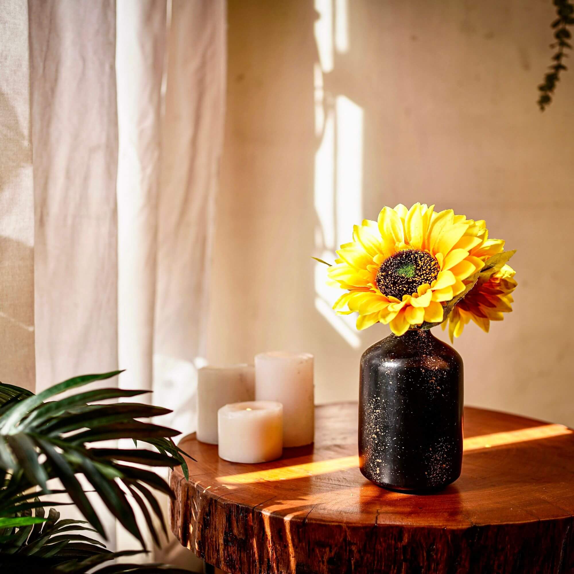 Metal Bud Bottle Flower Vase, Black - Behoma