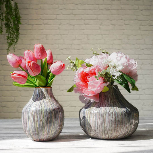 Metal Flower Vase, Multi Color - Set - Behoma