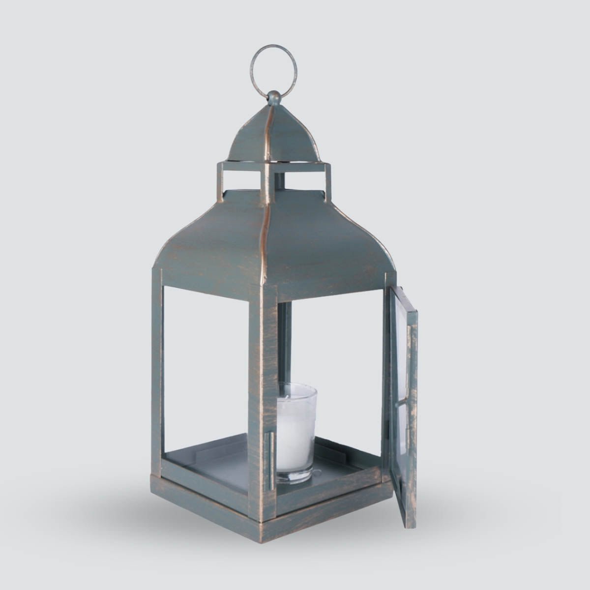 Miami Lantern, Rustic Dusk Green - Set - 11.4'' & 10.8'' - Behoma