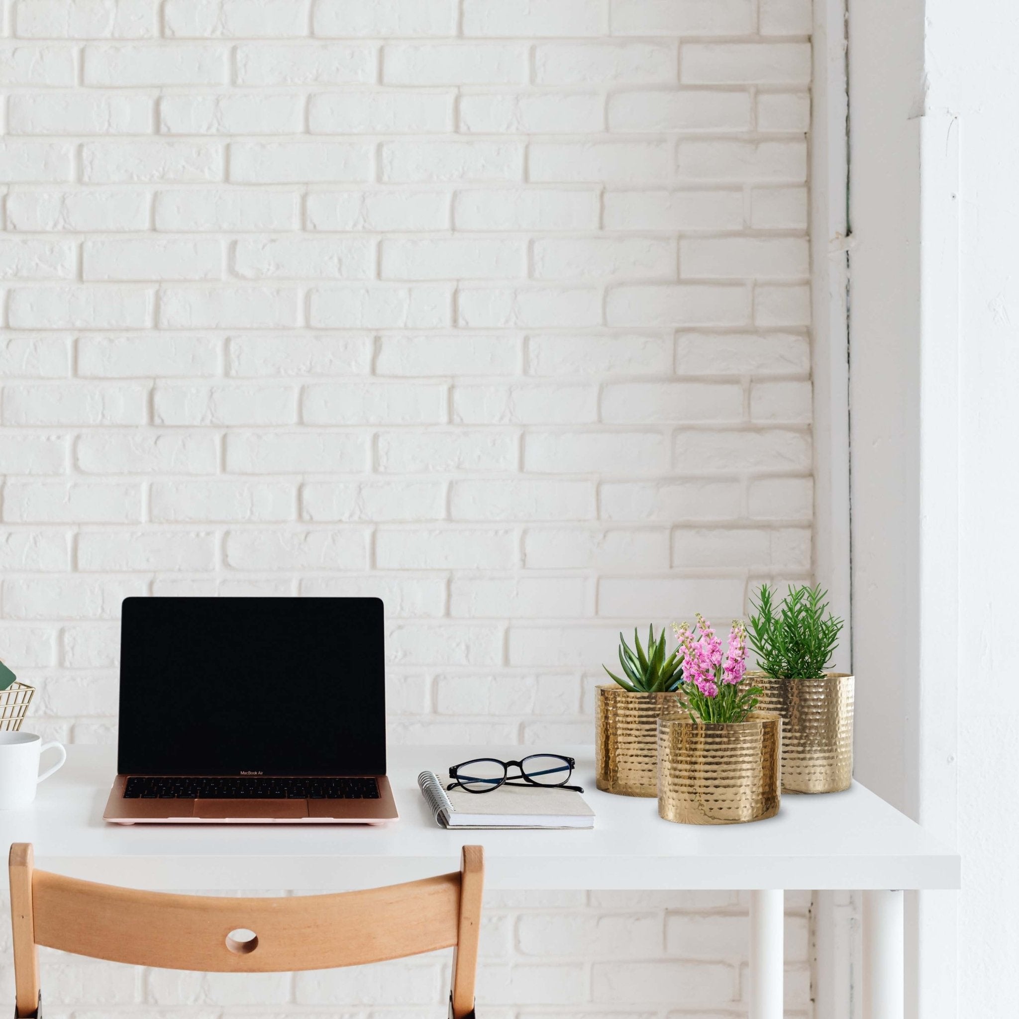 Mini Table - top Hammered Planter, Gold, Set - 4.1'', 3.5'' & 3.1'' - Behoma