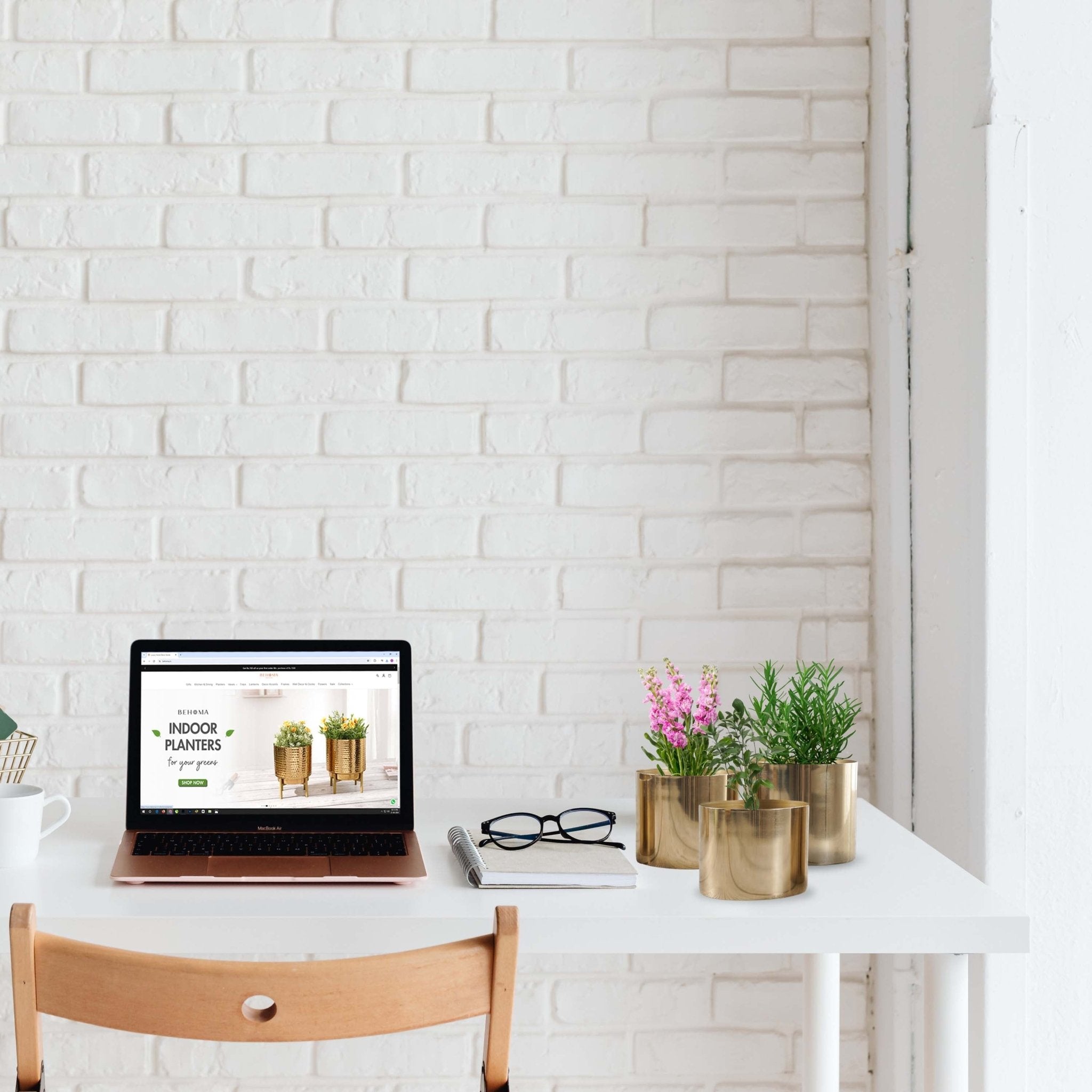 Mini Table - top Metal Plant Stand, Gold, Set - 4.1'', 3.5'' & 3.1'' - Behoma