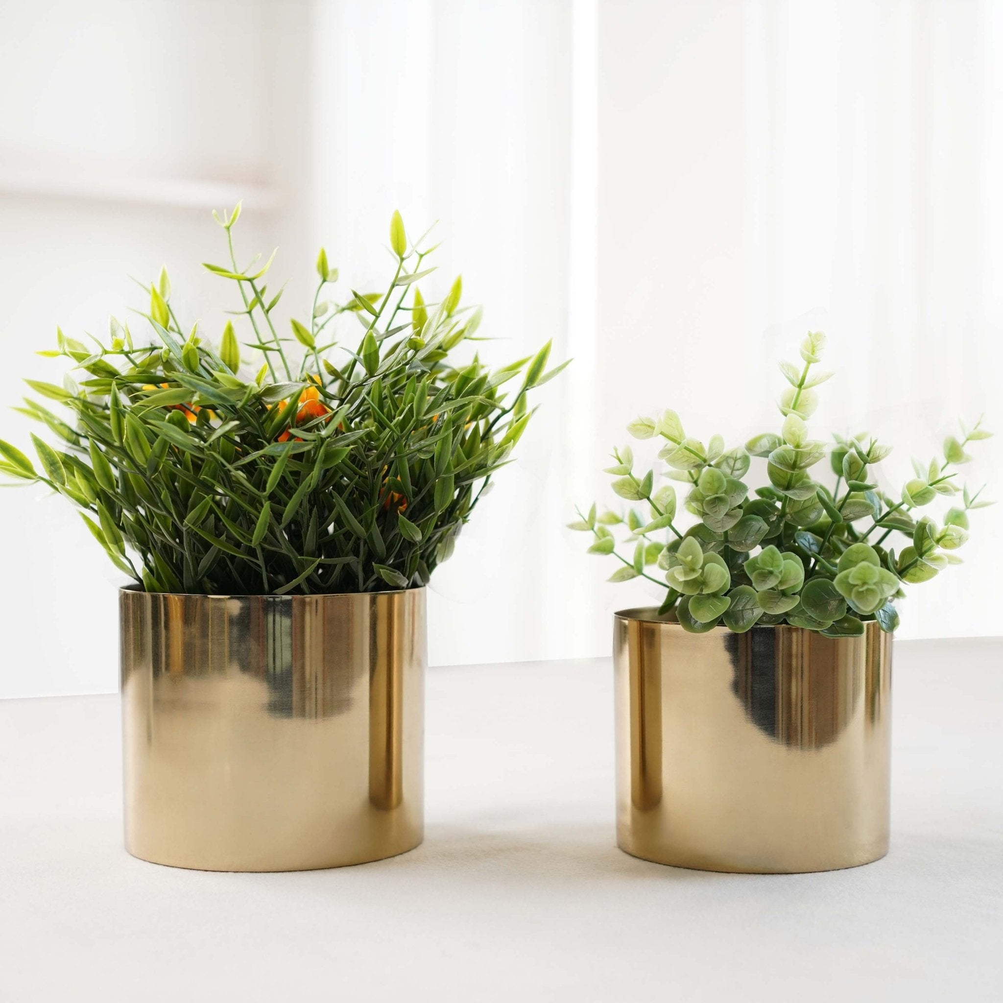 Mini Table - top Metal Plant Stand, Gold, Set - 4.1'' & 3.5'' - Behoma