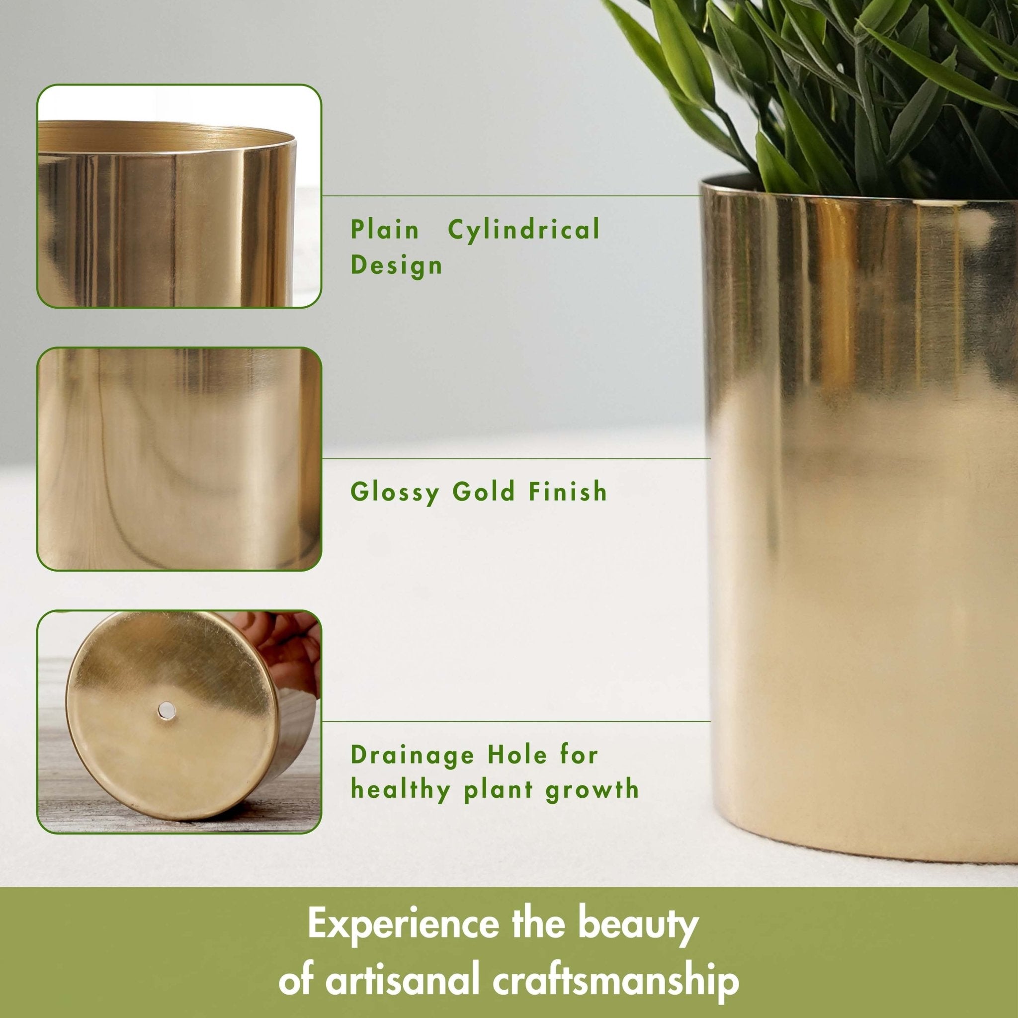 Mini Table - top Metal Plant Stand, Gold, Set - 4.1'' & 3.5'' - Behoma