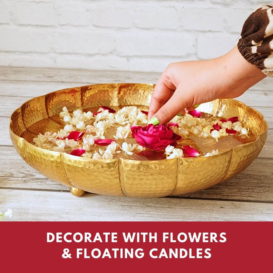 Metal Urli, Metal urli bowl, Traditional urli bowl, Floating flower urli