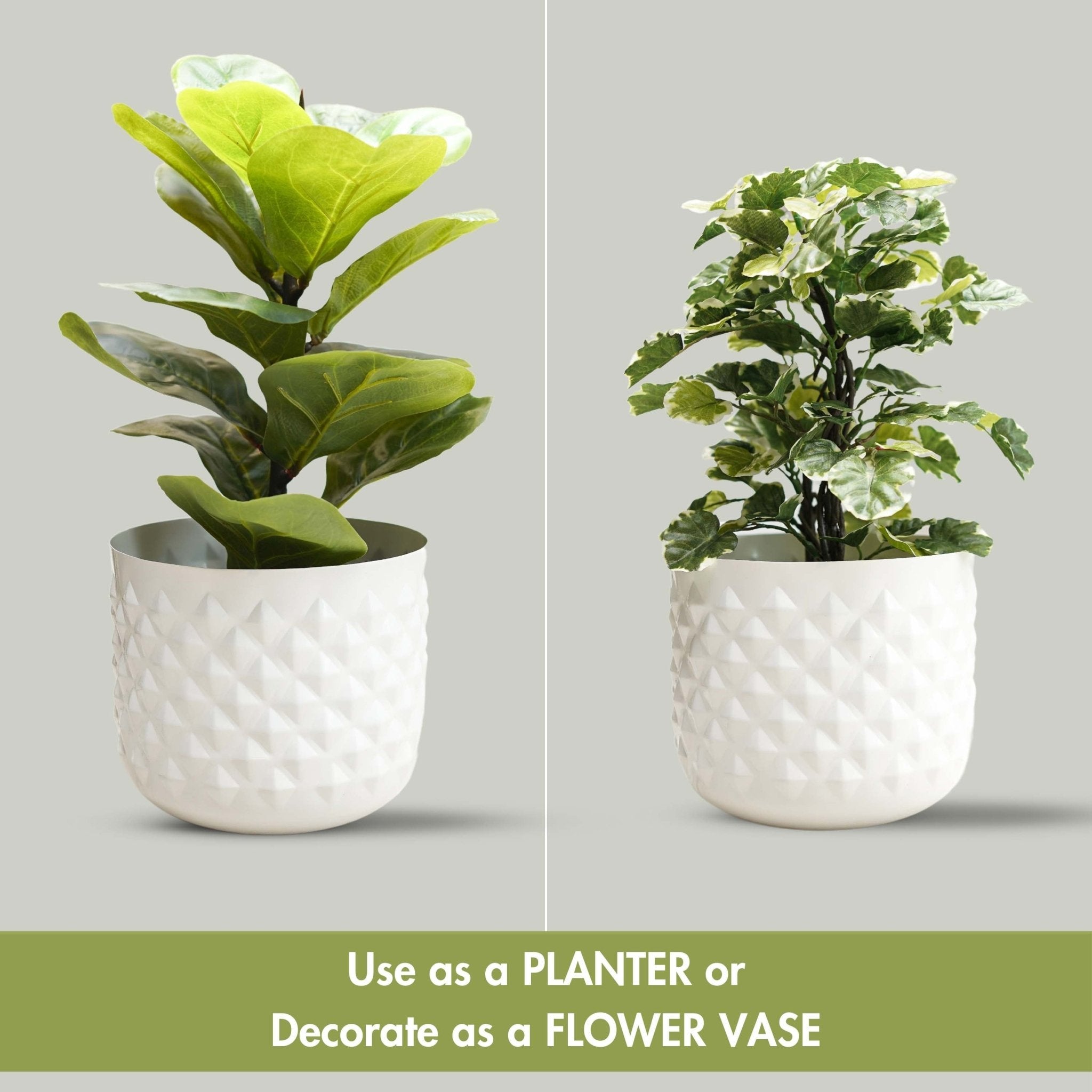 Pineapple Metal Planter, White - Behoma