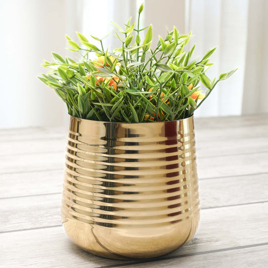 Ribbed Metal Planter, Small - Behoma