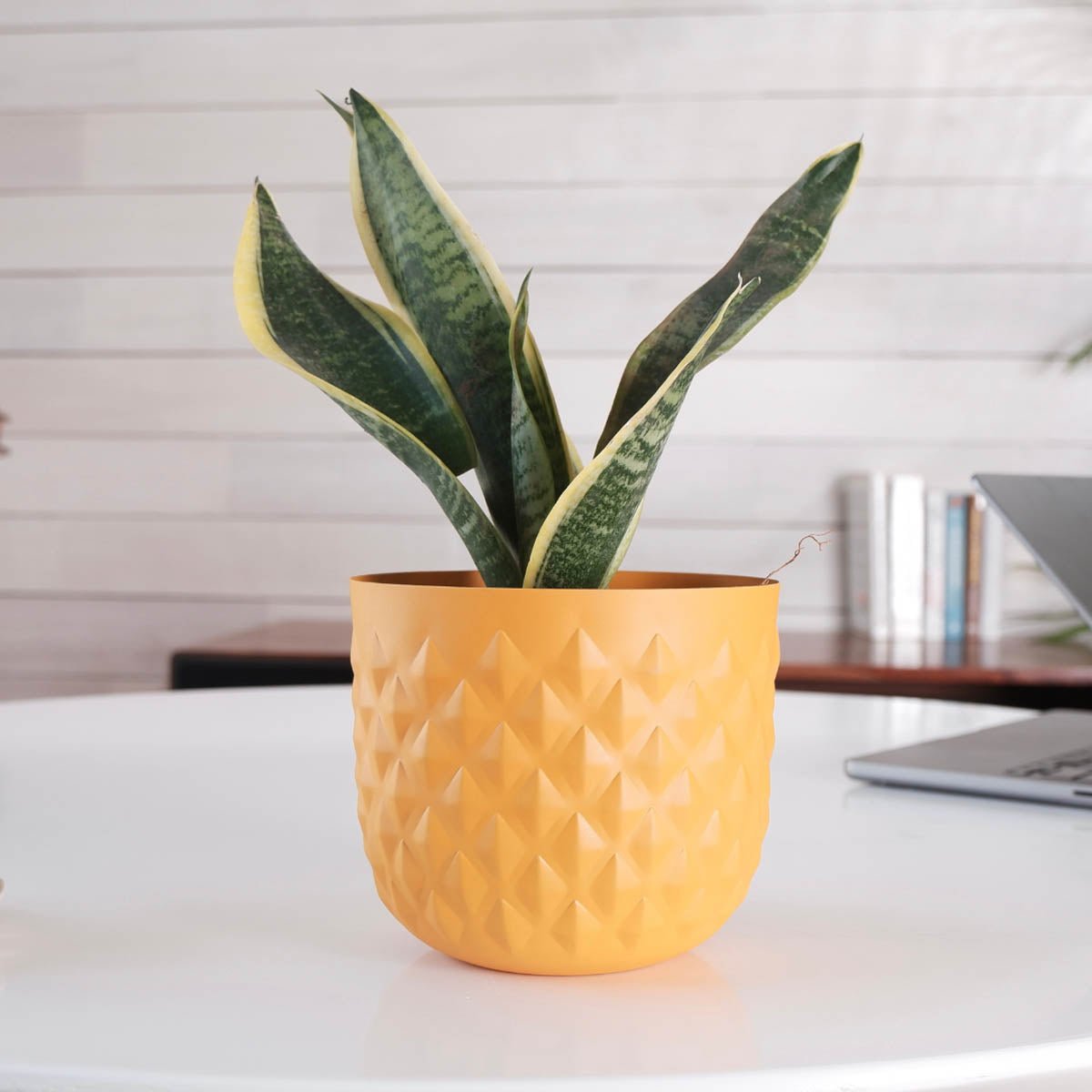 Pineapple Metal Planter, Yellow - Behoma