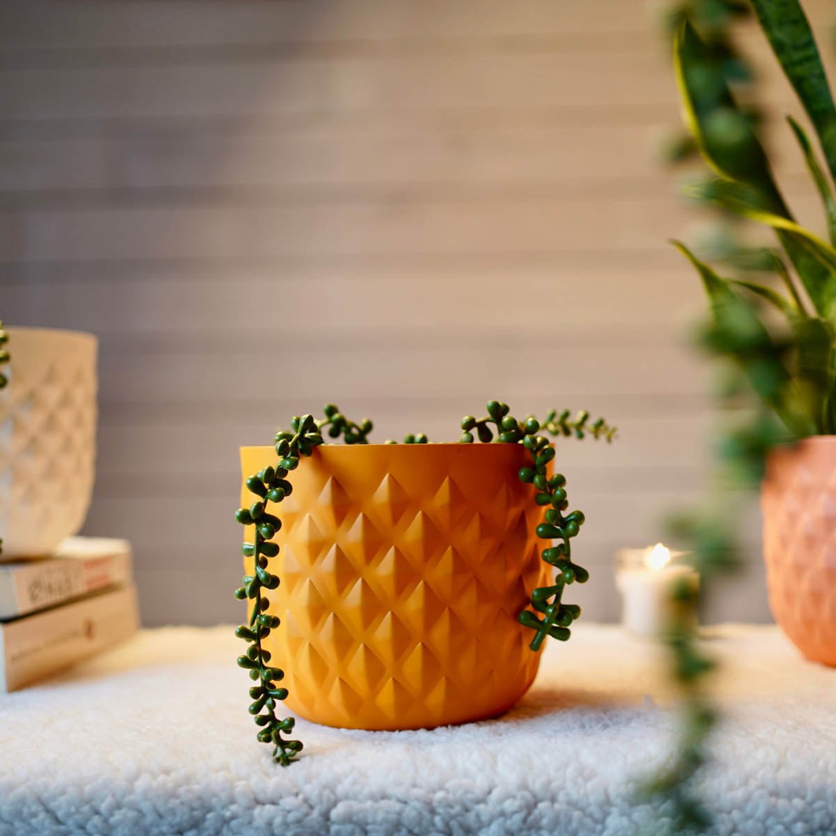 Pineapple Metal Planter, Yellow - Behoma