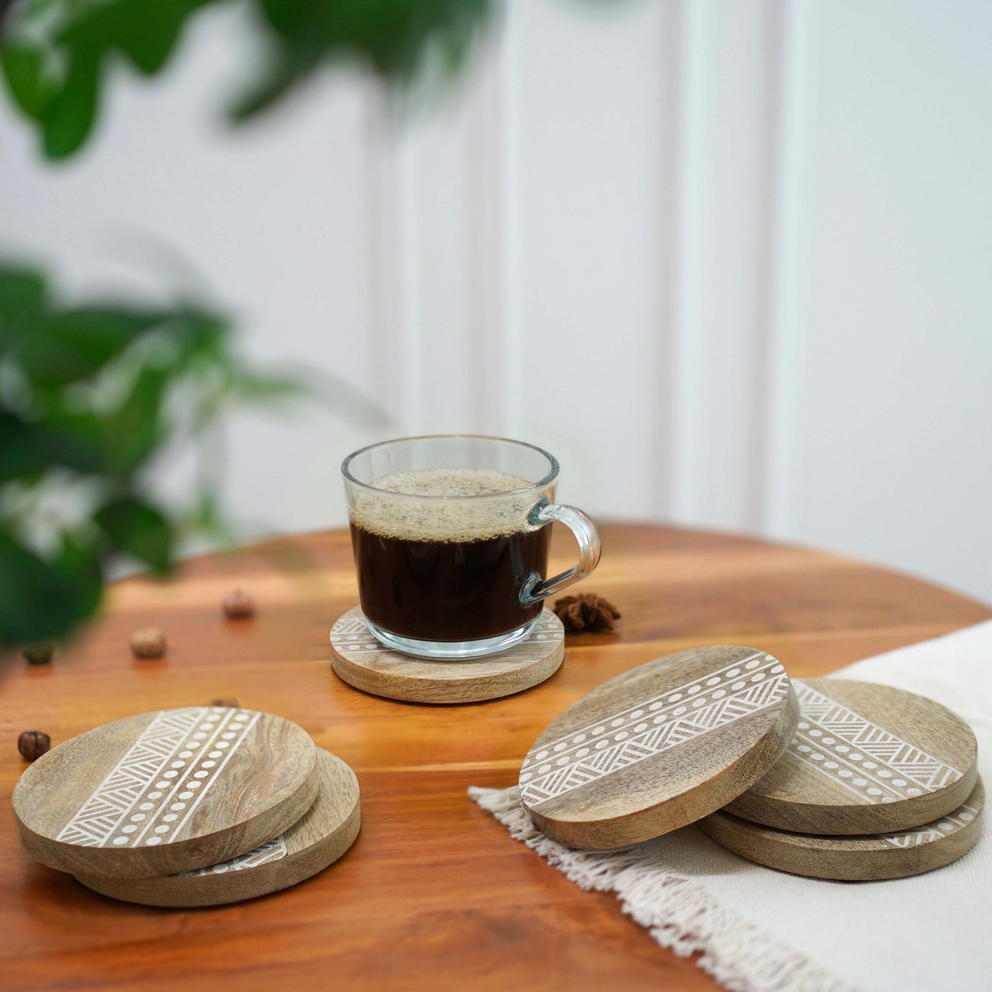 Boho Stripe Handcrafted Coaster, Set of 6