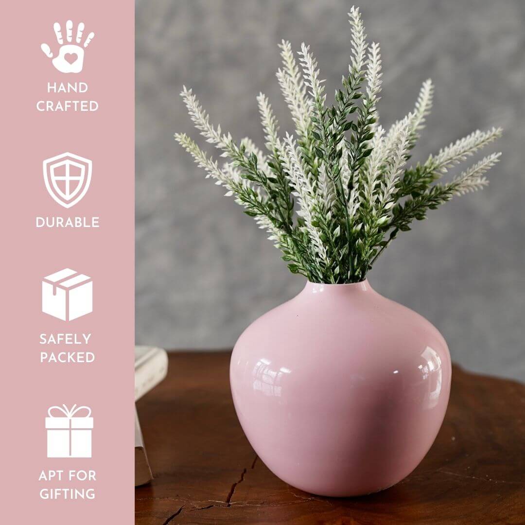 Artificial flower and vase pink small