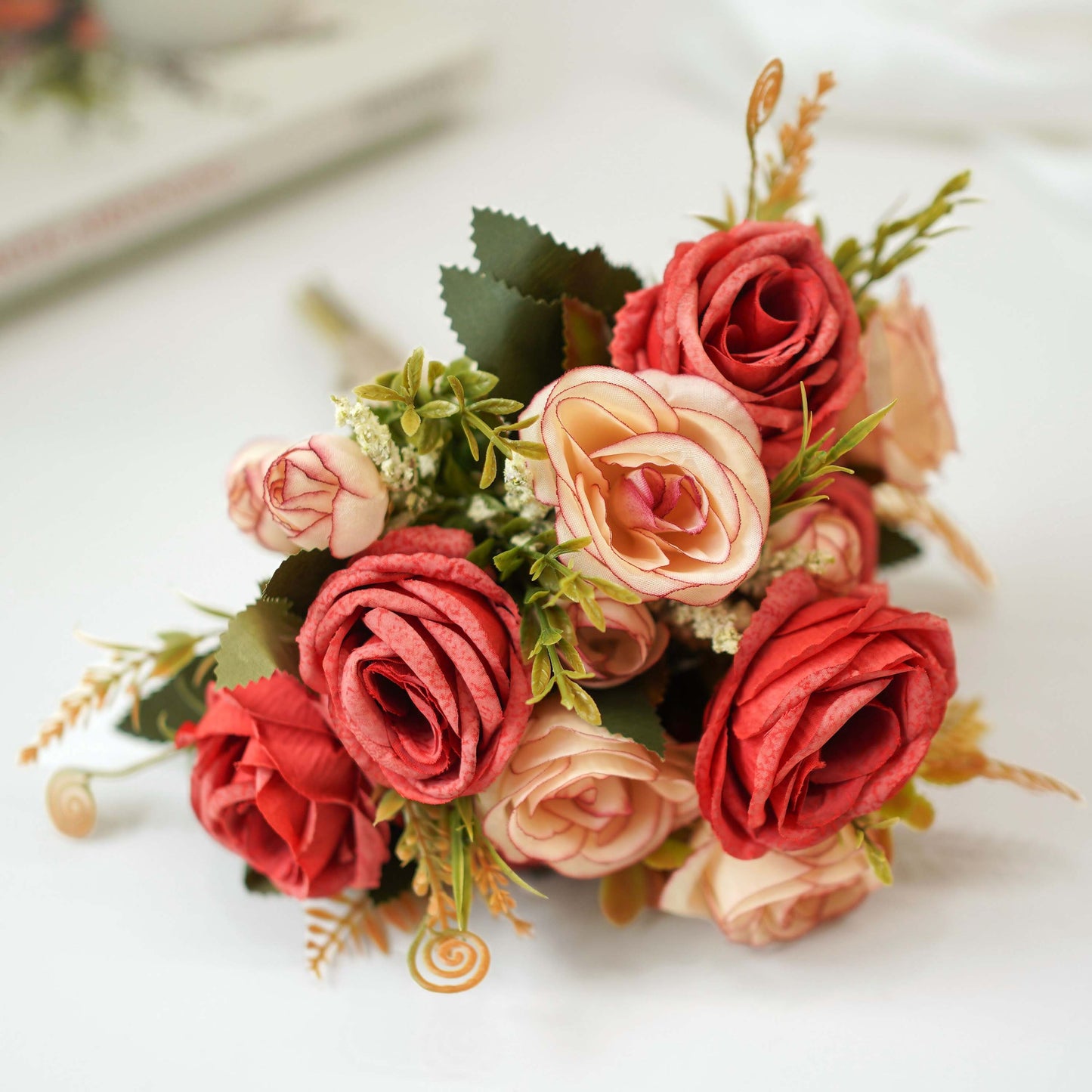 Combo of Metal Vase and Pink Roses