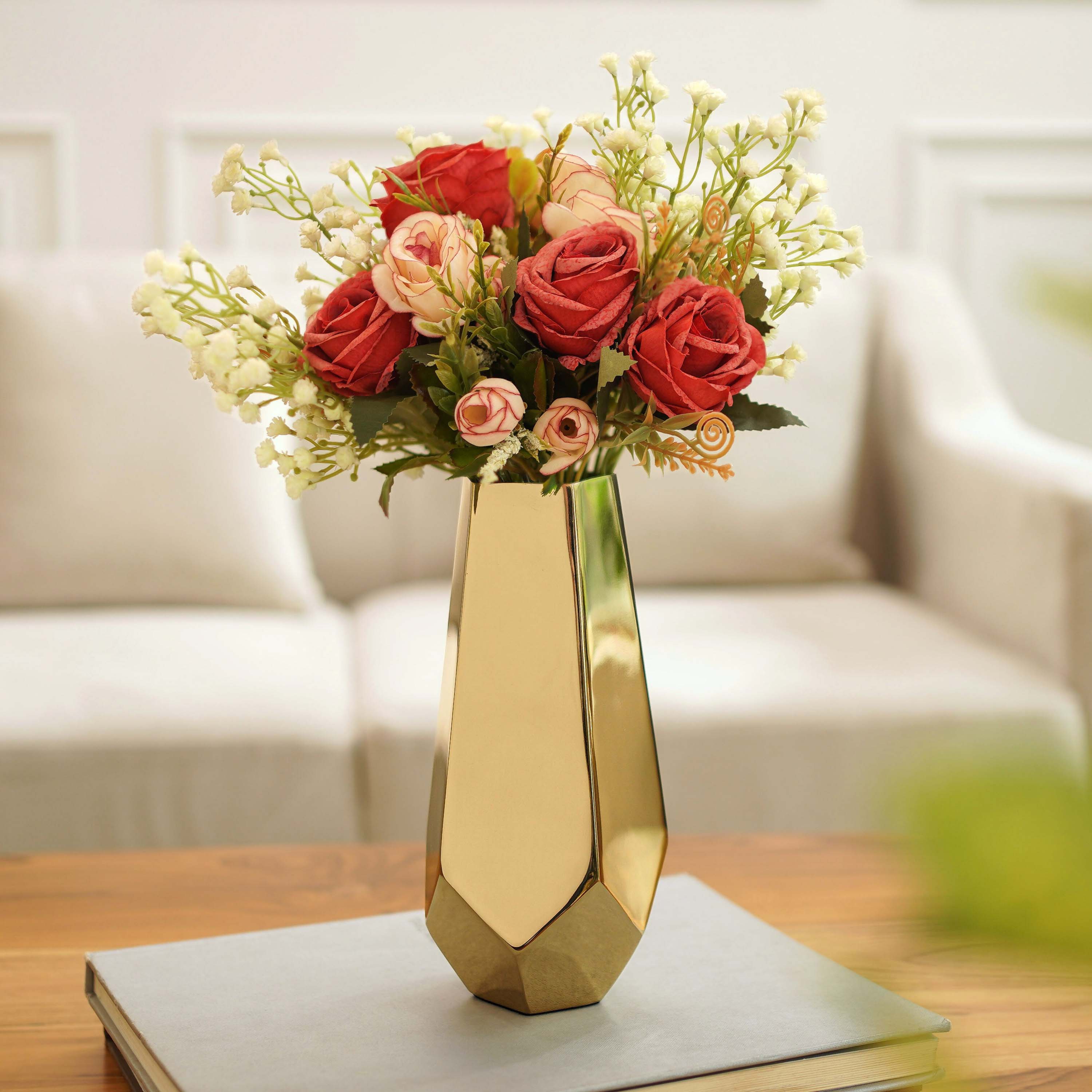 Stainless Steel Prism Glow Vase, Gold