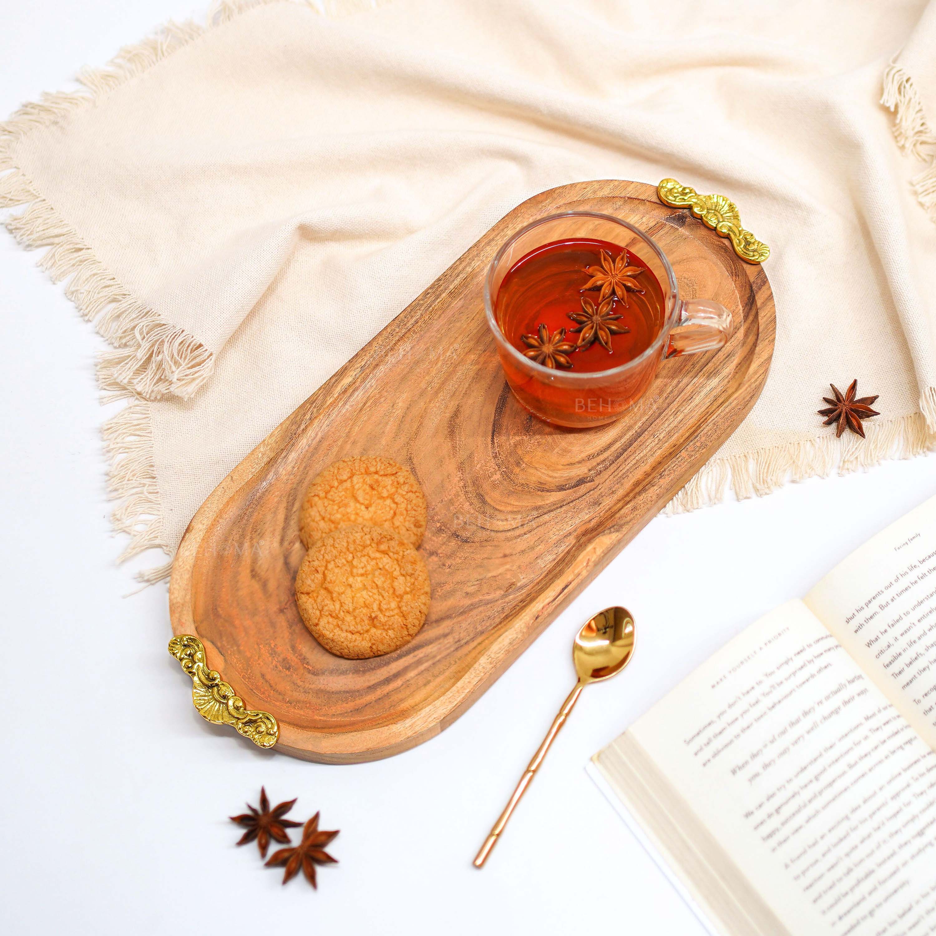 Wood & Brass Tray, Small