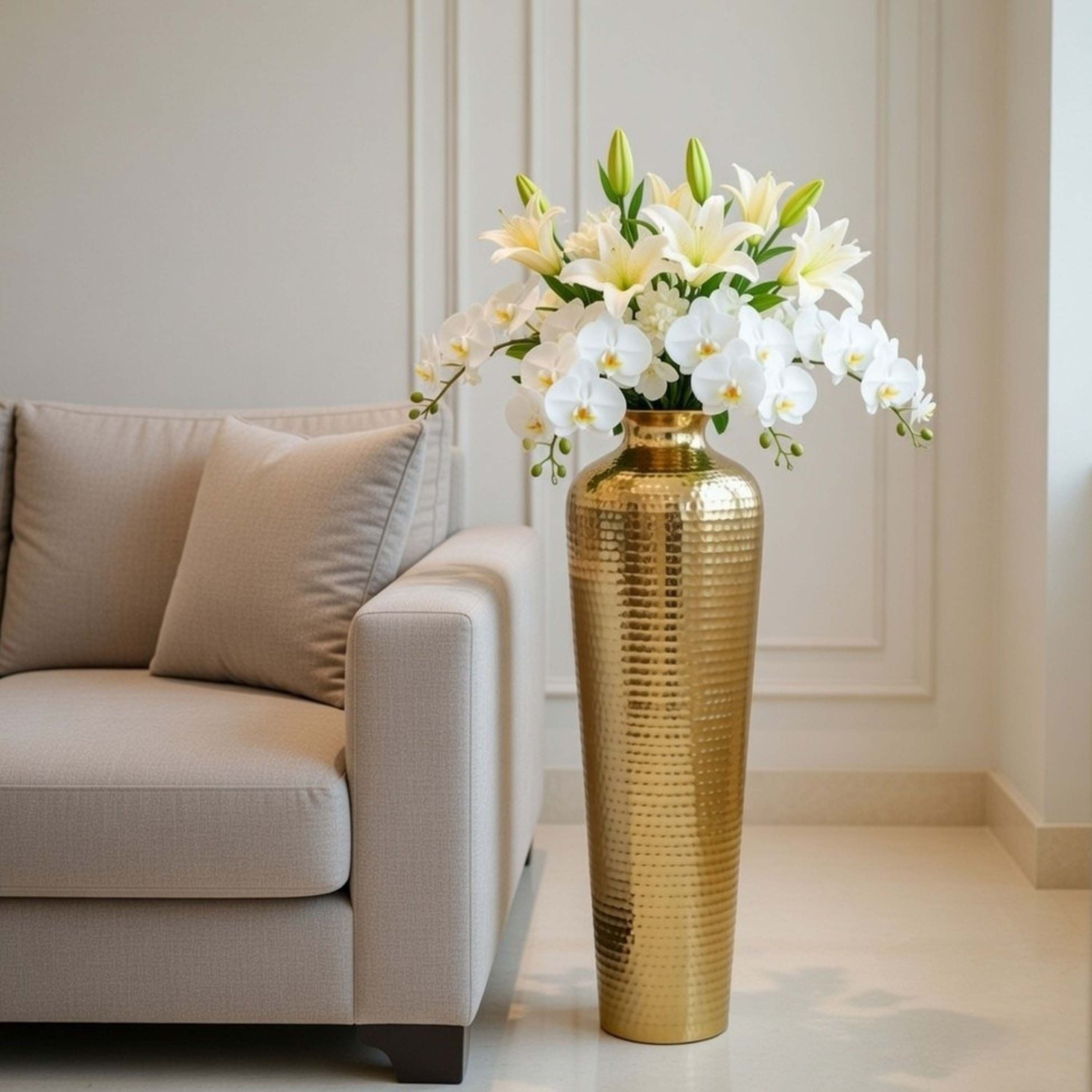 Metal Hammered Floor Vase